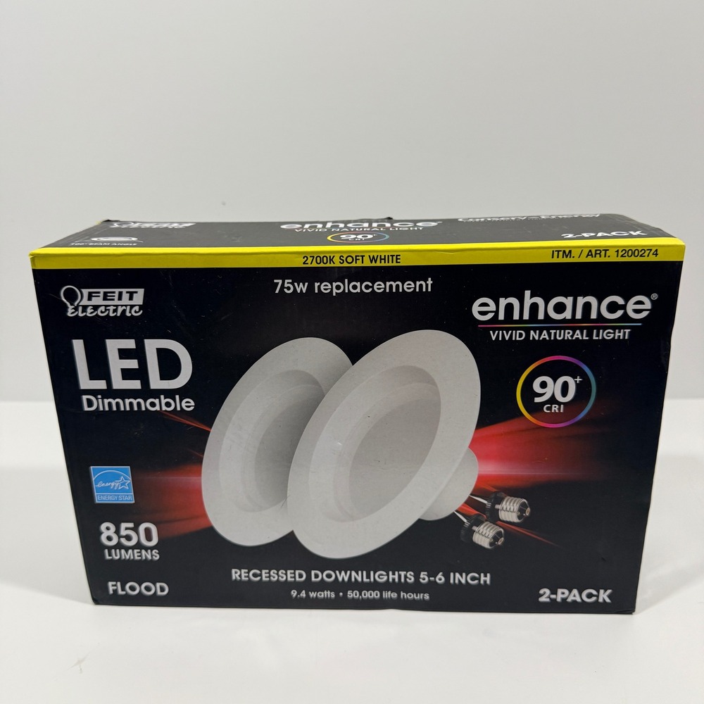 Feit Electric LED Recessed Downlight 5-6 Inch White New 2-Pack 75W Replacement